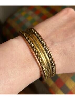 Vintage Copper Brass Cuff Bracelet Boho Southwestern Statement